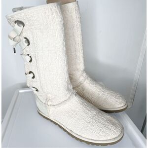 Ugg Heirloom Lace Up Tall Boots in Cream Size 6 #100693